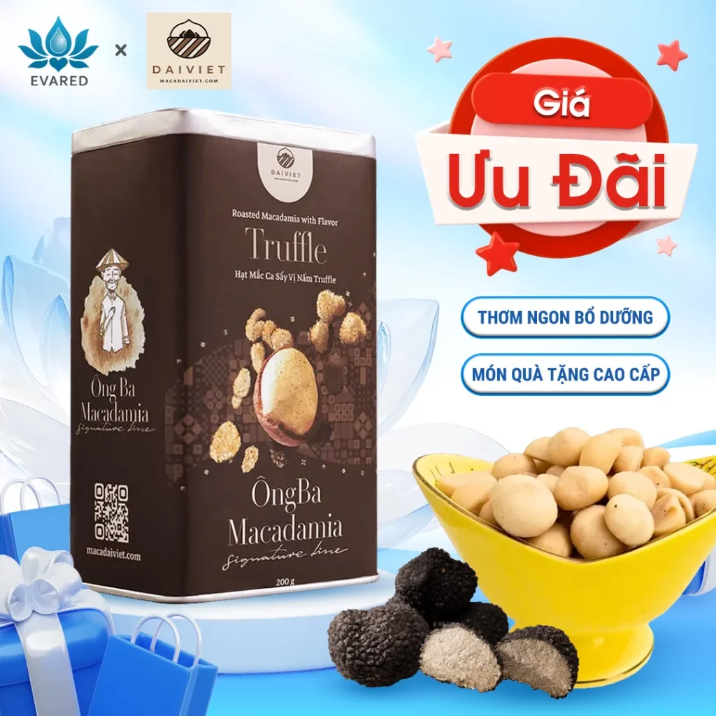 Hạt Mắc Ca Ông Ba Sấy Vị Nấm Truffle 200gr – Món Quà Sức Khỏe Từ Tự Nhiên