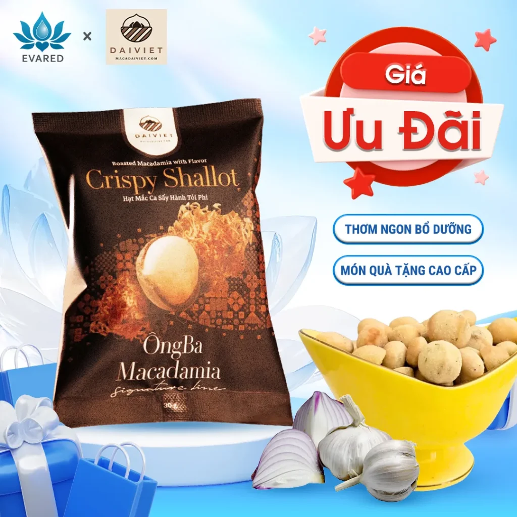 Hạt Mắc Ca Ông Ba Hành Tỏi Phi 30g – Ăn Vặt Healthy, Tiện Mang Đi | Eva Red