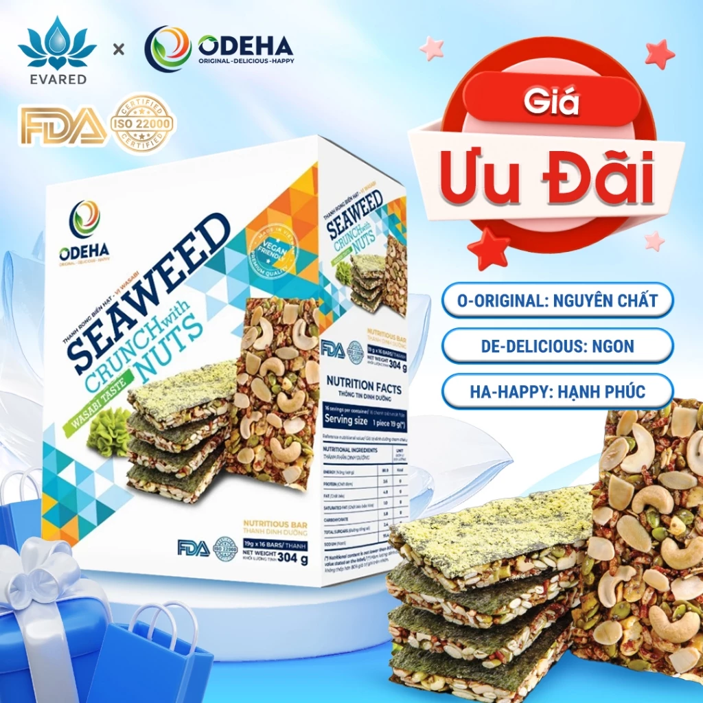 Thanh Rong Biển Hạt Dinh Dưỡng ODEHA Wasabi 304g (16 Gói) | Eva Red Store